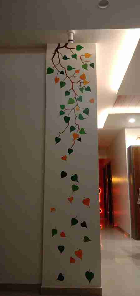 Wall painting of a mountain range